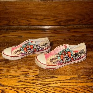 Ed Hardy Pink and White Women's Sneakers